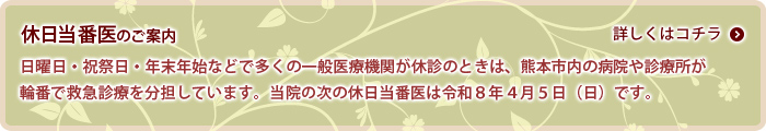 休日当番医のご案内